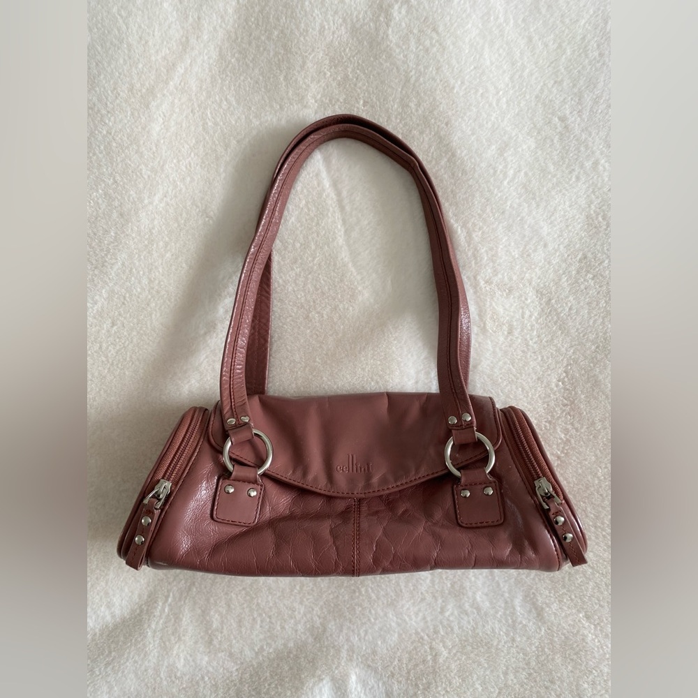Cellini leather baguette purse | mauve | dusty pink | spring